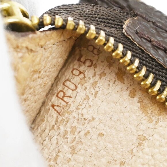 LOUIS VUITTON Logo BUCKET PM Pouch Bag Monogram Leather Brown France - Picture 9 of 13